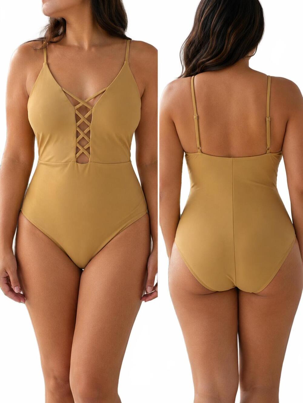 Nwt Dippin Daisys Bliss One Piece Swimsuit Caged Front Plunging Crisscross - Picture 1 of 6